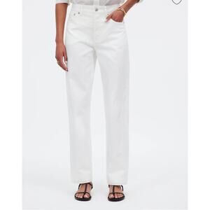 Madewell Low-Slung Straight Jeans White Women's Size 31 100% Cotton Rigid NWT